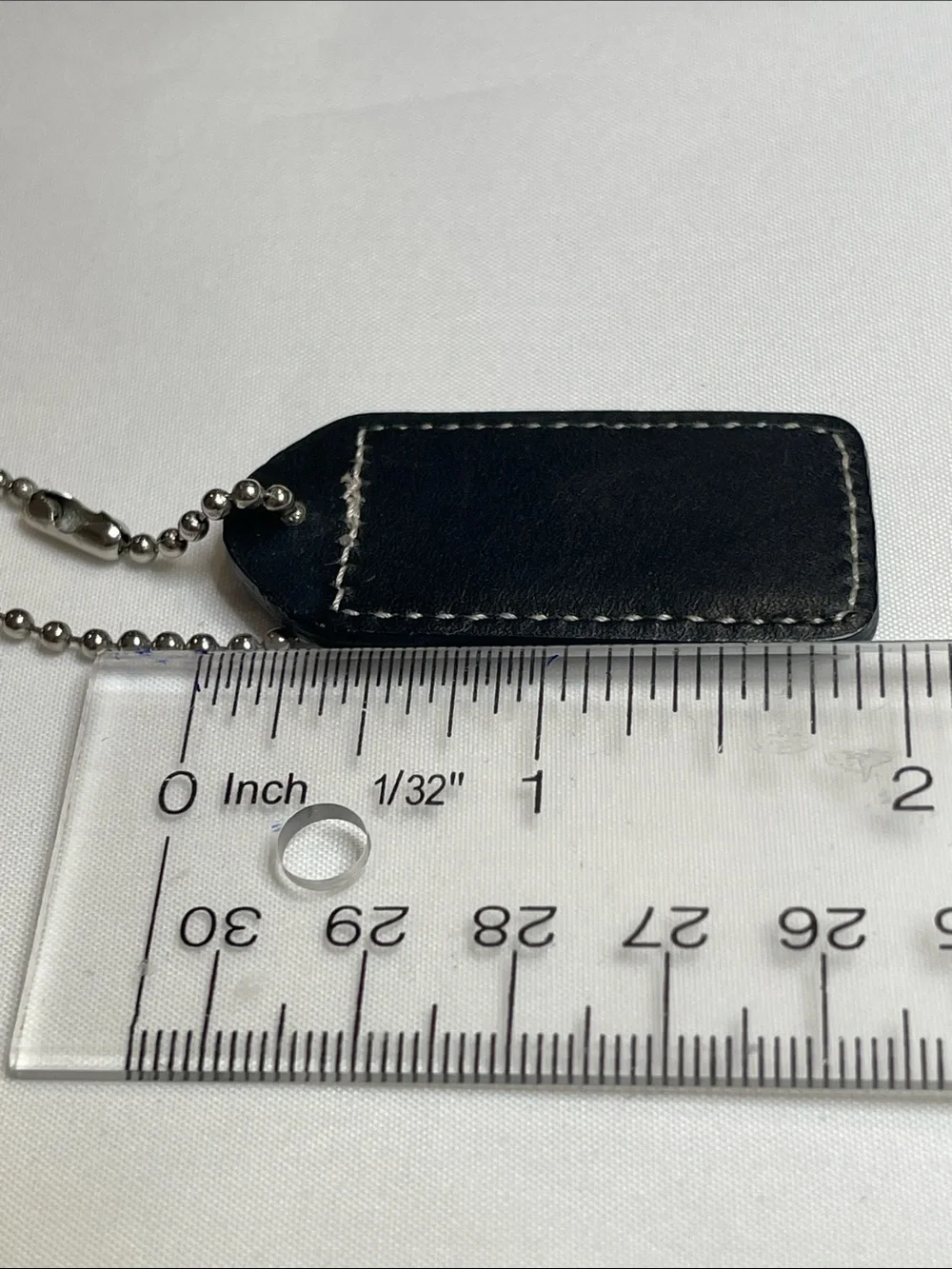 COACH Black Leather Hang Tag with Ball Chain - Picture 2 of 2